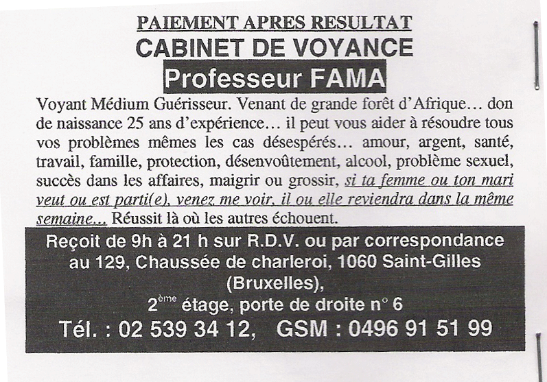 Professeur FAMA, Belgique