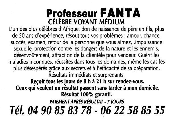 Professeur FANTA, Avignon