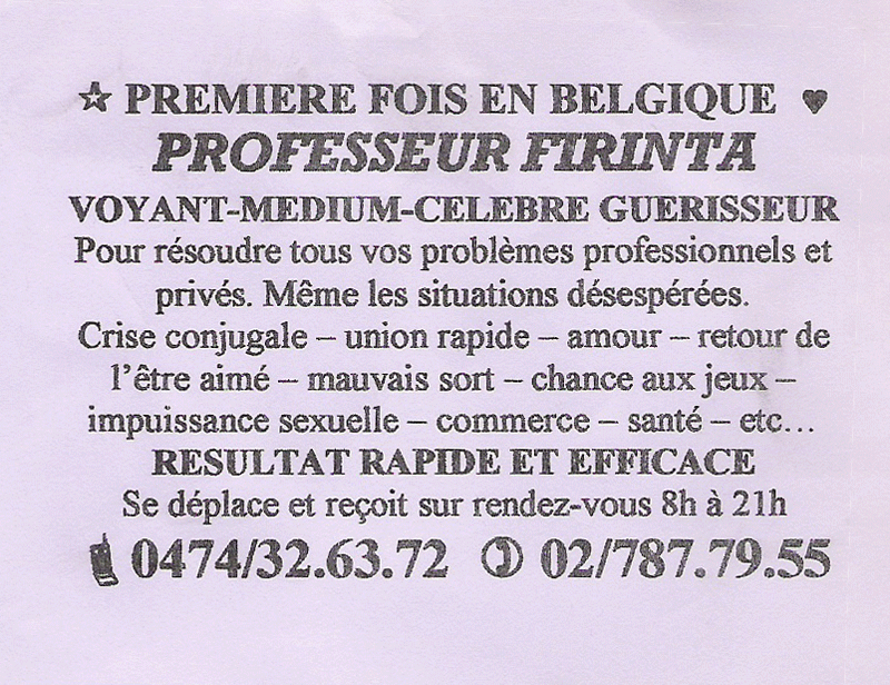 Professeur FIRINTA, Belgique