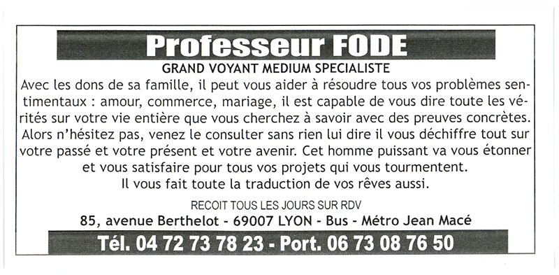 Professeur FODE, Lyon