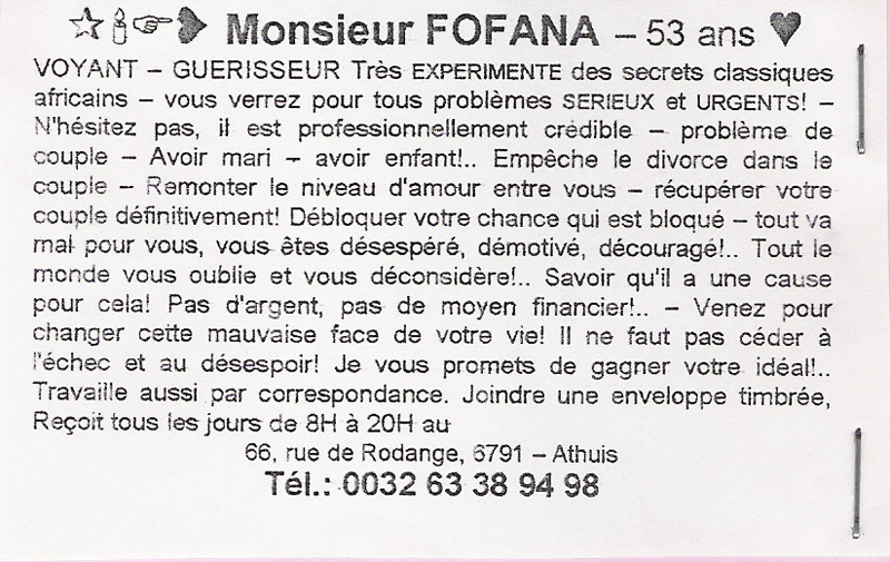 Monsieur FOFANA, Belgique