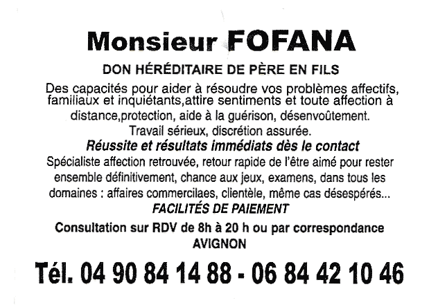 Cliquez pour voir la fiche dtaille de FOFANA