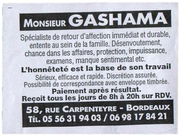 Monsieur GASHAMA, Bordeaux