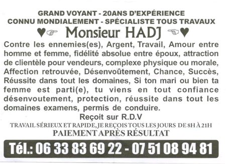 Monsieur HADJ, (indtermin)