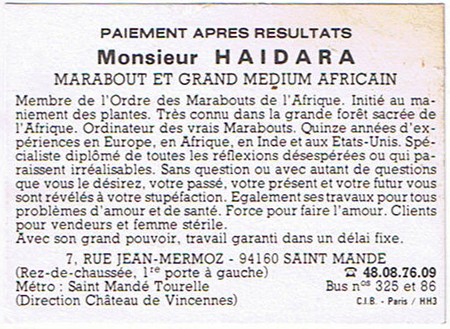 Cliquez pour voir la fiche dtaille de HAIDARA