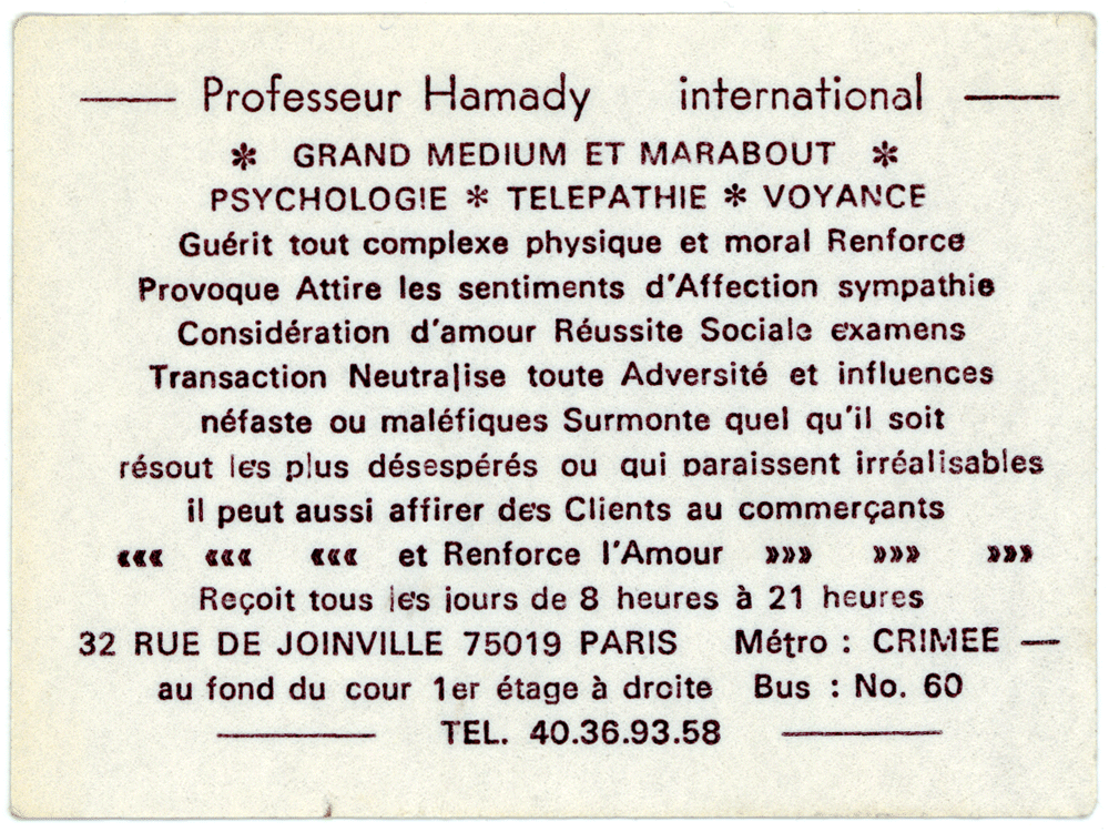 Professeur Hamady, Paris