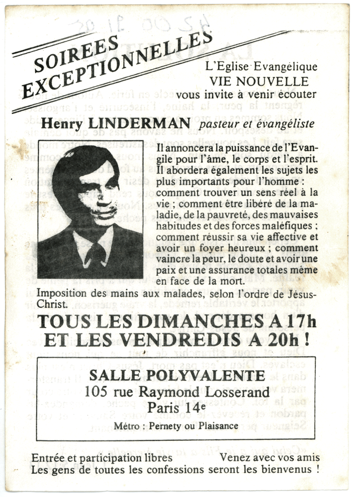 Henry LINDERMAN, Paris