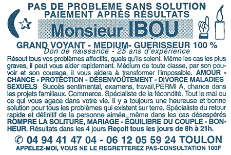 Monsieur IBOU, Var