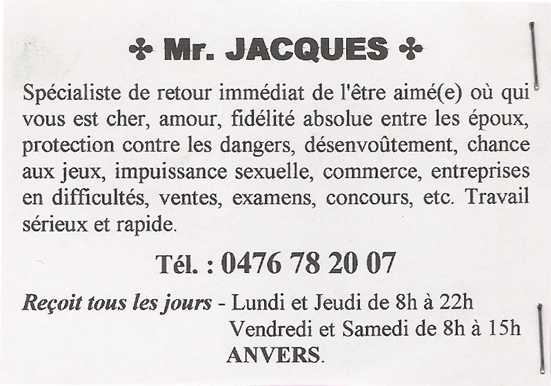 Monsieur JACQUES, Belgique