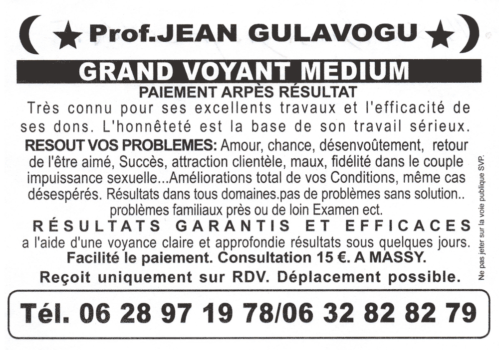 Professeur JEAN GULAVOGU, Essonne