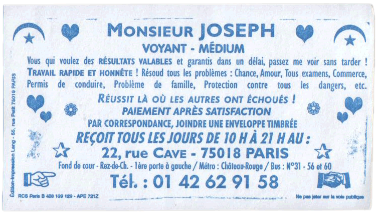 Monsieur JOSEPH, Paris