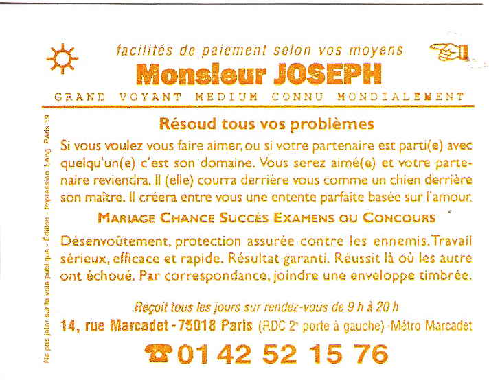 Monsieur JOSEPH, Paris