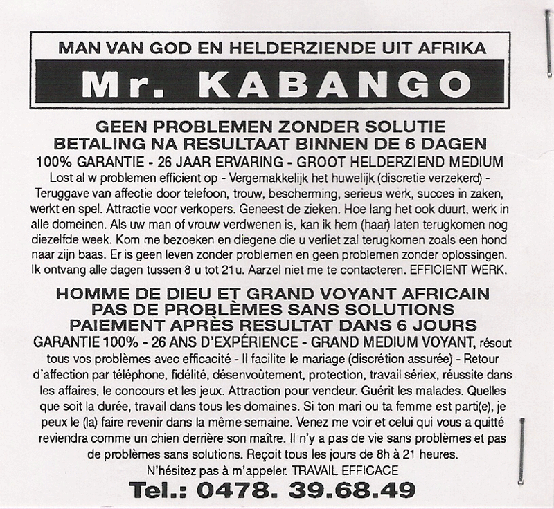 Monsieur KABANGO, Belgique