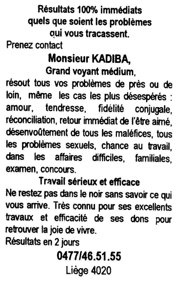Monsieur KADIBA, Belgique