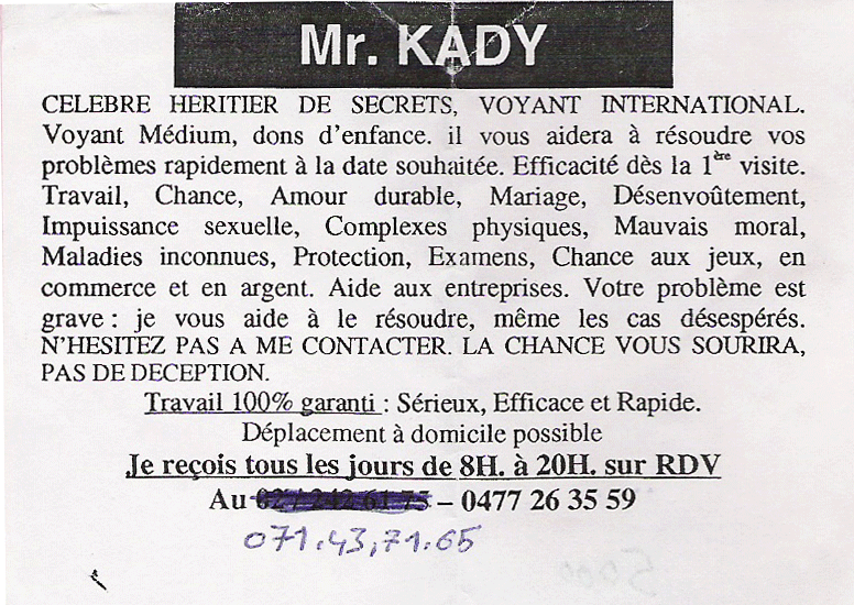 Monsieur KADY, Belgique