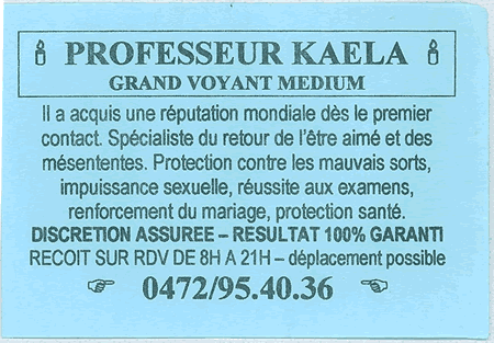 Professeur KAELA, Belgique