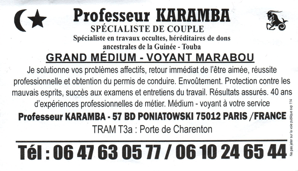 Professeur KARAMBA, Paris