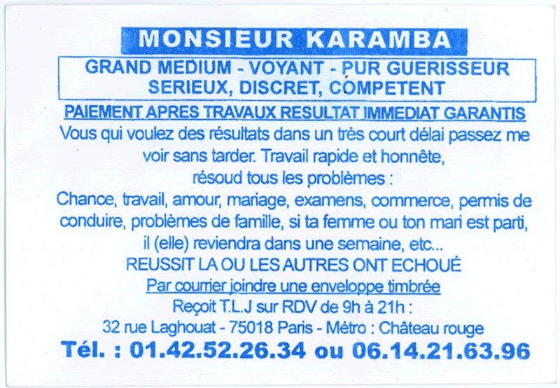 Monsieur KARAMBA, Paris