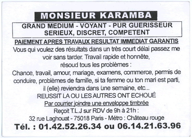 Monsieur KARAMBA, Paris