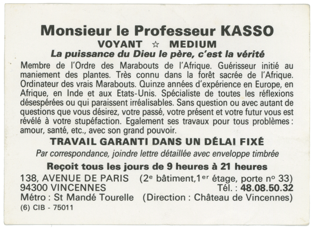Professeur KASSO, Paris