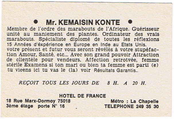 Monsieur KEMAISIN KONTE, Paris