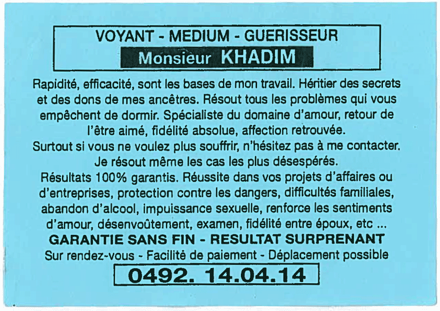 Monsieur KHADIM, Belgique