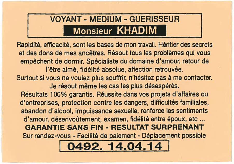 Monsieur KHADIM, Belgique