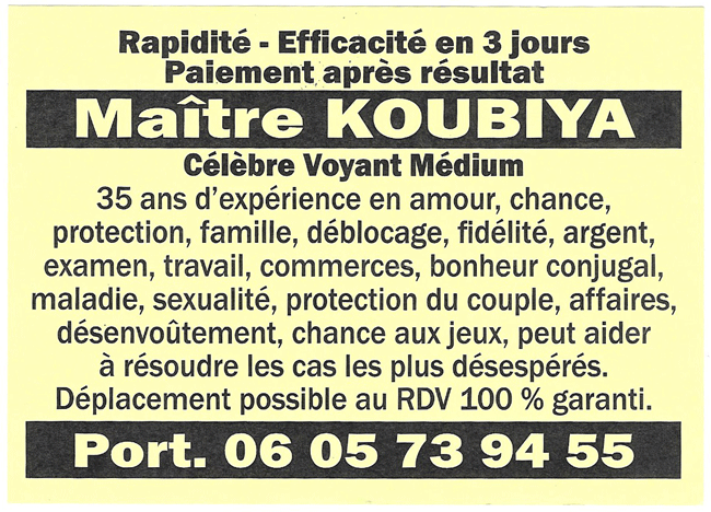 Cliquez pour voir la fiche dtaille de KOUBIYA