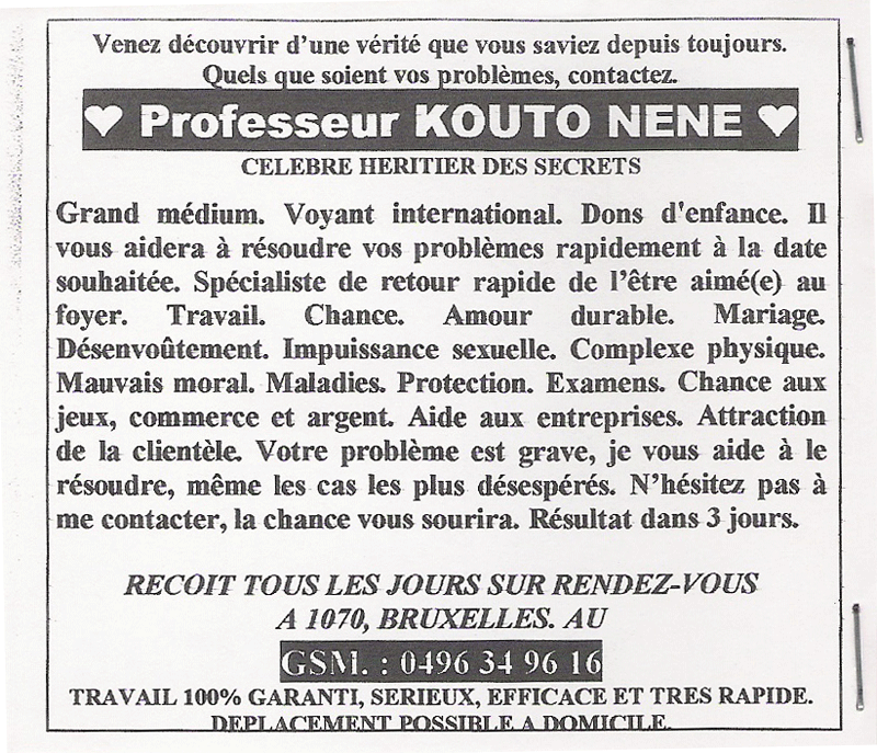 Professeur KOUTO NENE, Belgique