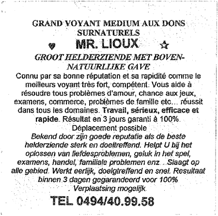 Monsieur LIOUX, Belgique