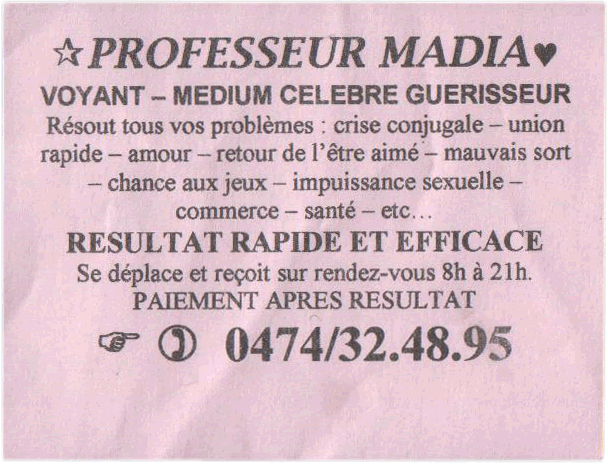 Professeur MADIA, Belgique