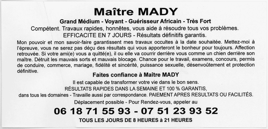 Cliquez pour voir la fiche dtaille de MADY