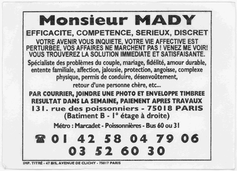 Monsieur MADY, Paris