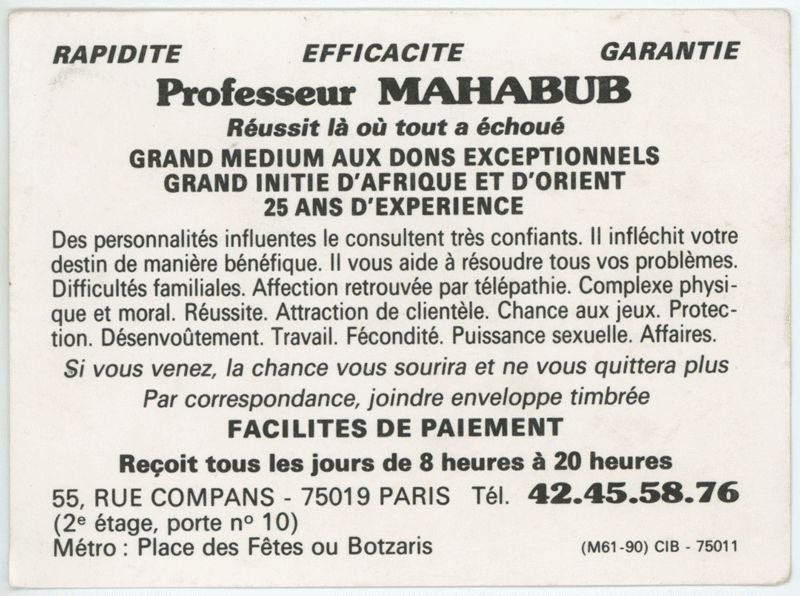 Professeur MAHABUB, Paris