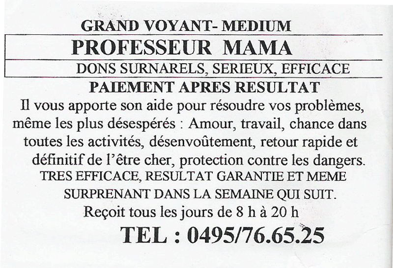 Professeur MAMA, Belgique