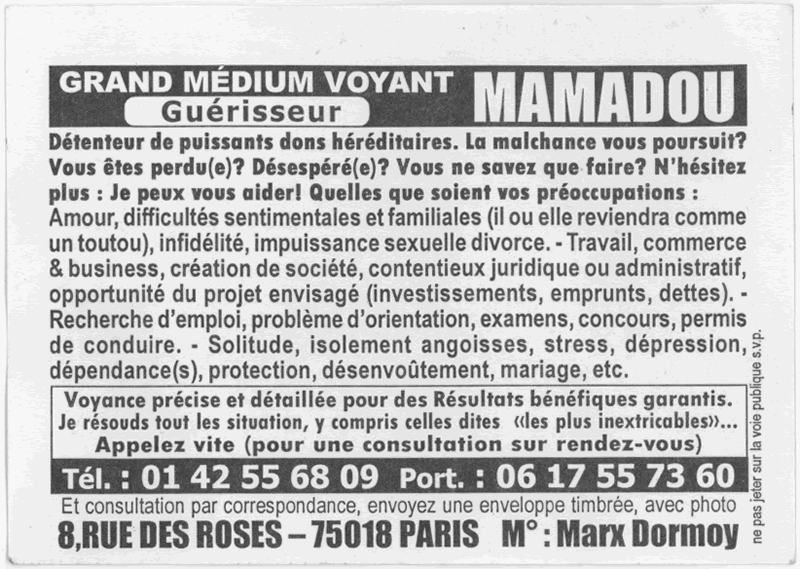 Cliquez pour voir la fiche dtaille de MAMADOU