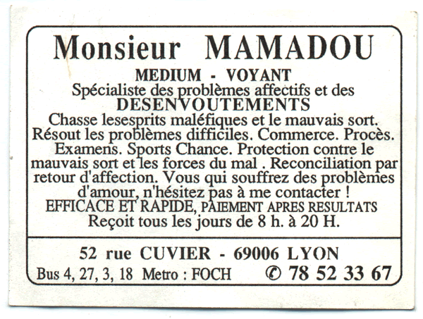 Monsieur MAMADOU, Lyon