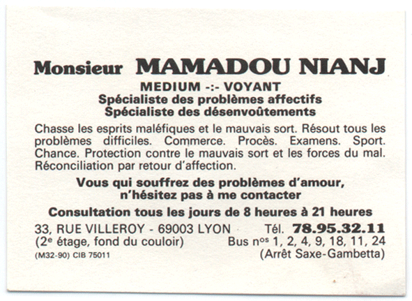 Monsieur MAMADOU NIANJ, Lyon