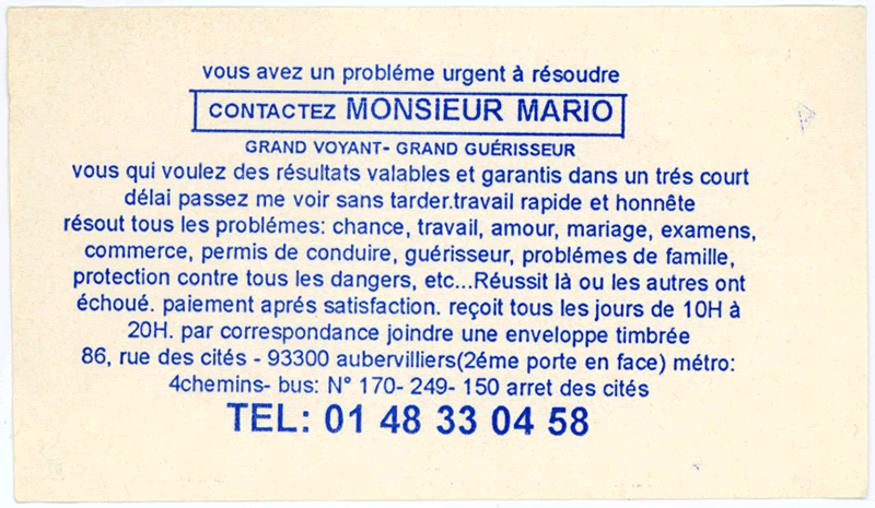 Monsieur MARIO, Seine St Denis