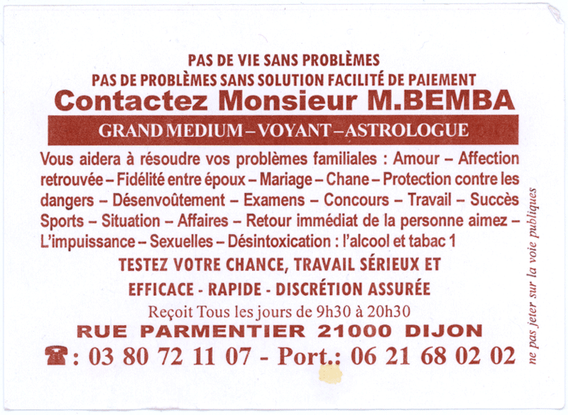 Cliquez pour voir la fiche détaillée de M.BEMBA