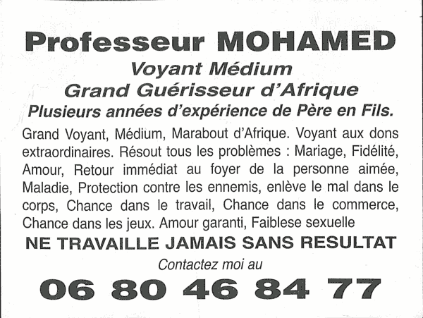 Professeur MOHAMED, (indtermin)