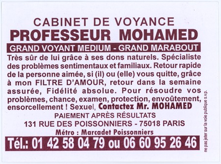 Professeur MOHAMED, Paris