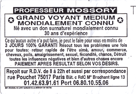 Professeur MOSSORY, Paris