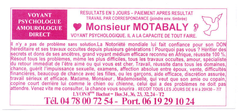 Cliquez pour voir la fiche dtaille de MOTABALY