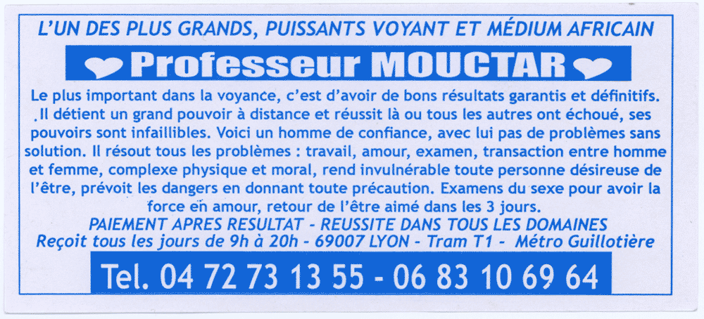 Professeur MOUCTAR, Lyon