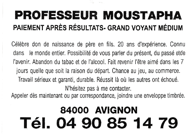 Professeur MOUSTAPHA, Avignon