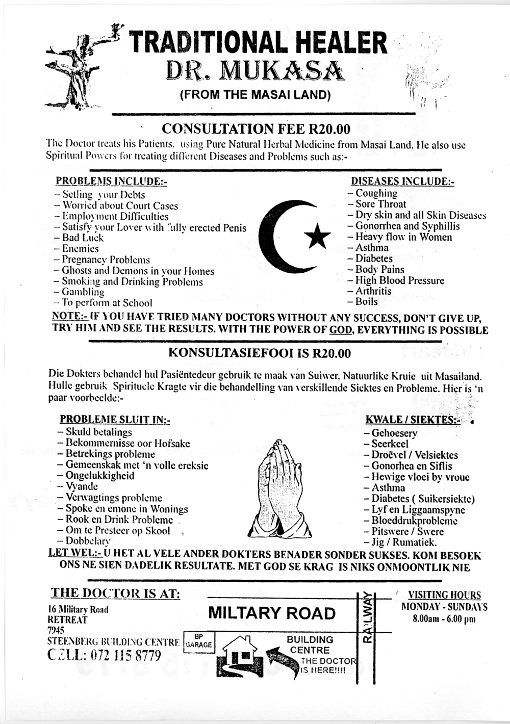 Docteur MUKASA, Afrique du Sud