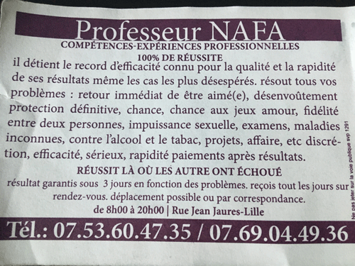 Professeur NAFA, Seine-et-Marne