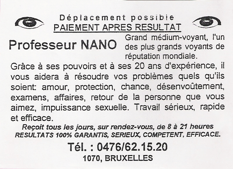 Professeur NANO, Belgique