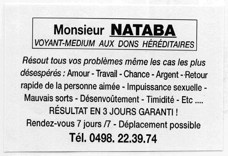 Monsieur NATABA, Belgique